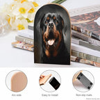 Cool Rottweiler Dog Art Bookends 1 Pair Heavy Duty Book Ends for Shelves Non-Skid Bookend Supports Wooden Book Holders with Metal Base Desk Organizers Books Storage to Hold Books