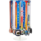Shimeyao Medal Hanger Display Rotatable Medal Holder DisplayRotating Metals Display Rack Adjustable Award Holder Stand for Basketball Running Sports Race, 45+ Plaques - color: White
