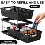 Simple Houseware 2 Tier Bathroom Organizer Tray Pull-Out Sliding Drawer, Under Sink Storage, Black - color: Black