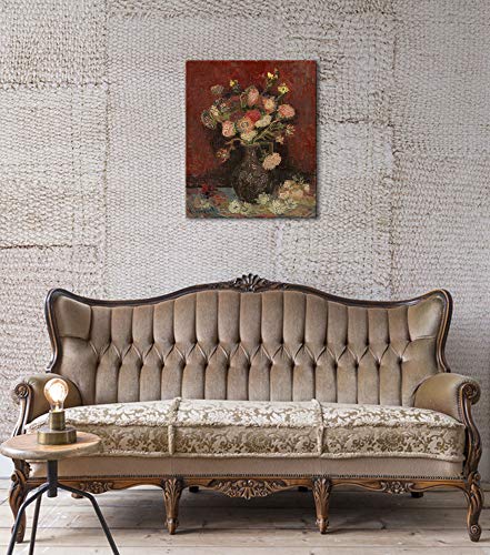 Wieco Art Vase with Chinese Asters and Gladioli Large Canvas Prints Wall Art by Van Gogh Famous Oil Paintings Reproduction Modern Abstract HD Flowers Artwork Pictures for Living Room Home - size: 24"L x 20"W
