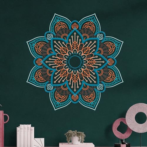 ruelen Mandala Wall Art Colorful Metal Flower Wall Decor 3D Floral Art 30'' Gold Art Wall Decor Modern Farmhouse Wall Hanging Decor for Living Room, Bathroom,Bedroom, Kitchen,Office (Blue) - color: Blue, size: 30"L x 30"W