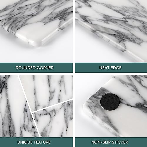 Koville Italian Natural Marble Cutting Board for Kitchen Pastry Bread Macaron Display, 12" x 8" Real Stone Slab Marble Cheese Board for Counter, Bathroom Perfume Tray Candle Plate (Arabescato) - color: Arabescato
