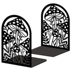 Mushroom Book Ends Design, Metal Bookends for Decorative Books, Heavy Duty Bookends for Shelves, 3.5"x4.7"x7.1" Book Stopper for Home Office School Bookshelf Decor - style: Mushroom