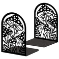 Mushroom Book Ends Design, Metal Bookends for Decorative Books, Heavy Duty Bookends for Shelves, 3.5"x4.7"x7.1" Book Stopper for Home Office School Bookshelf Decor - style: Mushroom