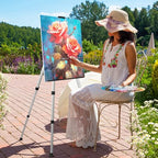Art Easel Stand for Painting or Sign, Portable Adjustable 66 inches Display Tripod Artist Floor Aluminum Metal Easel with 1 Bag for Table-top/Floor Drawing, Sturdy for Canvases Displaying - Silver - style: Silver