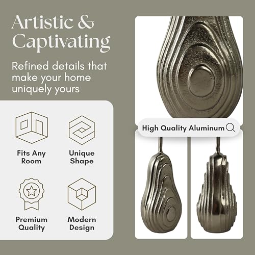 Pear Statuary Decorative Sculpture – Aluminum Metal Modern Home Decor, Decorative Object – Contemporary Shelf Art & Coffee Table Decor for Living Room & Office – 8", Gold