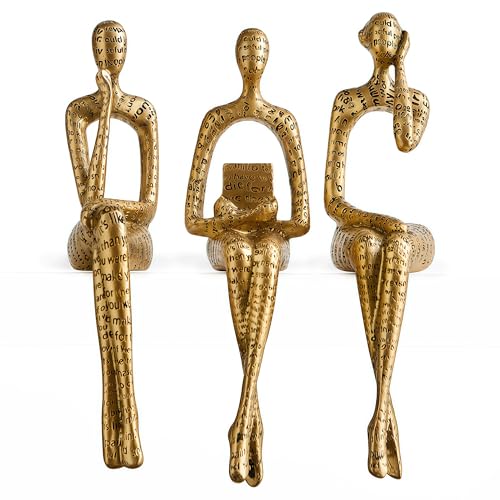 XINXUAN Letter - Gold Statue Home Decor - Modern Bookshelf & Desk Decor - 3 Piece Set - color: Letter - Gold