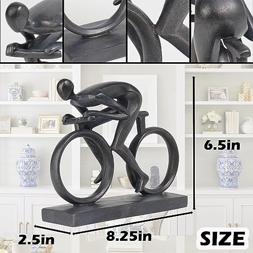 Resin Bike Black Statues Sculptures - Home Decor Shelf Decor Inspirational Decorations Bicycle Enthusiasts Gifts Office Table Aesthetic Decor for Shelves Accents 8.25 * 2.5 * 6.5 Inch
