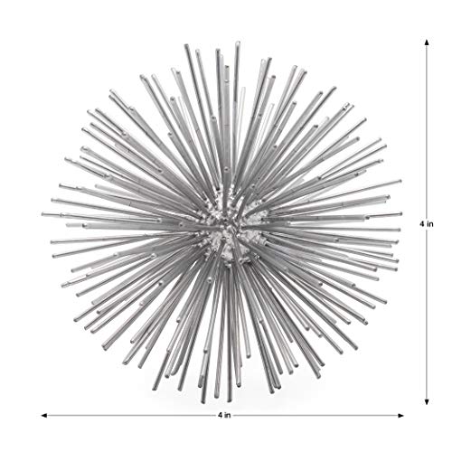 Torre & Tagus Spike Ball Silver Sphere Decor, Mid Century Modern Metal Silver Starburst for Home Decor On Shelf, Coffee Table, Wedding or Handmade Gift (4") - color: Silver, size: Small