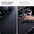 YONZEE 2-in-1 Car Steering Wheel Desk Tray & Car Seat Gap Filler Organizer – Foldable Carbon Fiber Look Table for Laptop, Eating Food, Writing – for Standard Round Steering Wheels - color: Black