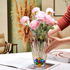 Unique Hand Painted Colorful Peacock Shaped Crystal Glass Vase-11 inch Tall. (Hand Painted Colorful) - color: Hand Painted Colorful