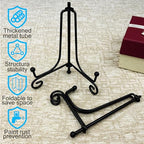 HENABLE 4PCS Premium Black Iron Plate Stands for Display 4 Inch, Decorative Solid Metal Plate Holders for Displaying, Mini Easel, Frame, Book, Card, Plaque, Bowl, Picture Stands for Display - size: 4PCS 4IN