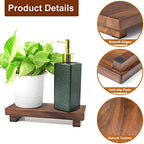 Walnut Wood Pedestal Stand, Wood Riser for Kitchen Counter Farmhouse Decor, Rectangle Wooden Display Tray for Bathroom Home Kitchen (Small, 9 x 3.9 x1.57Inch) - size: Small & 9*3.9*1.57‘’