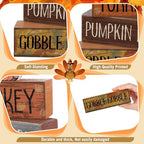 Lineshading 4 Pcs Thanksgiving Decorations for Home Wooden Turkey Decor Fall Tiered Tray Decor Thanksgiving Table Centerpiece Rustic Wooden Turkey Block Sign for Autumn Harvest Party Kitchen Shelf - style: Classic Turkey