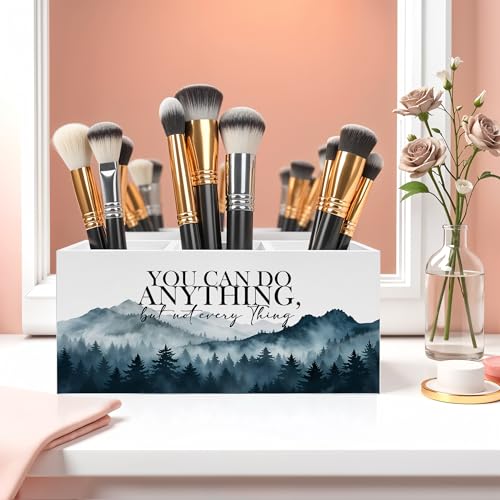 Mountains Forest Inspirational Pencil Pen Holder for Desk, You Can do Anything But Not Everything Wooden Pencil Holder Organizer for Home Office Desk Accessories, Encouragement Gifts - color: Color-Desk accessories white 07