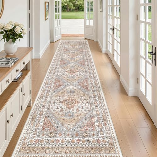 zesthome Washable Runner Rug 2.5x10 - Stain Resistant Entryway Rug,Ultra-Thin Kitchen Rugs, Anti Slip Backing Runner Rugs for Entrance Laundry Room Indoor Hallway (Orange,2.5'x10') - color: Orange, size: 2'6" x 10' (Runner)