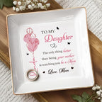 Personalized Jewelry Dish With Birth Month Flower, To My Daughter Ring Dish, Mothers Day Birthday Gifts for Daughter, Custom Floral Name Trinket Tray For Wedding, Ring Holder - color: Style 5