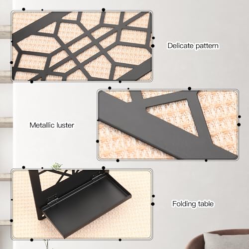 2 Pcs Black Metal Wall Art Bathroom Decor Candle Holder Wall Art Retro Line Wall Decor Living Room Minimalist Metal Wall-Mount Candle Sconces for Dining Room Bedroom Kitchen (Black-Retro)