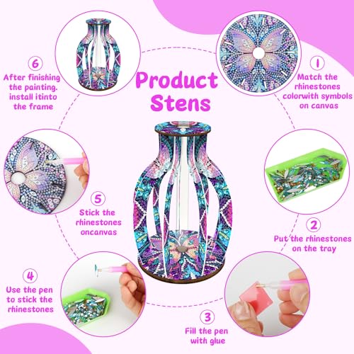 ILYUFO Diamond Art Kits for Adults, DIY Vase Diamond Art, Diamond Painting Kit, Ideal Desktop Ornaments & Thoughtful Female Gifts (Dream) - color: Dream