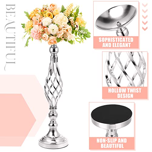 Rtteri 20 Pcs Metal Flower Arrangement Stand Wedding Flower Centerpieces Stand Elegant Metal Vase Candelabra Candle Holder for Wedding Reception Table Decor Party Hotel Home Decor (Silver)