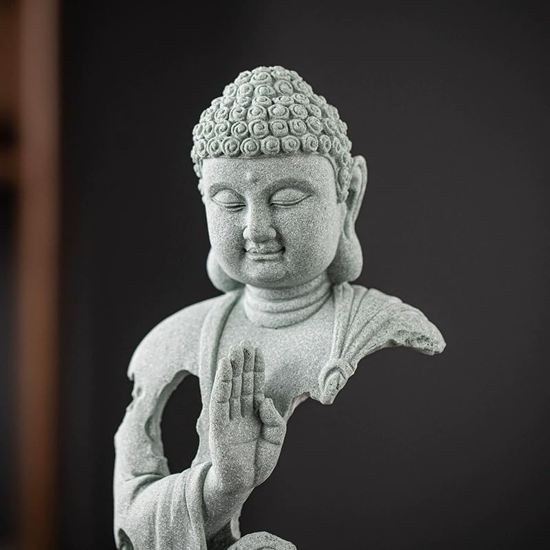 livelyfish Meditating Buddha Statue Zen Aquarium Buddha Figurines Sandstone Thinker Sculpture for Fish Tank Garden Home Decorations, Gift (G-S) - size: G-S