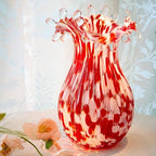 QFkris Hand Blown Glass Vase for Flowers, 8 Inch Red Crystal Bubble Flower Vases for Bouquet Home Decor Decorative Centerpieces, Unique Gift for Mom, Her, Lover - style: Bubble