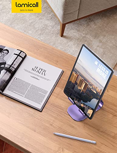 Lamicall Tablet Stand, Adjustable Tablet Holder - Desktop Stand Holder Gifts Compatible with 4-13" Tablets Such as iPad Pro 11, 9.7, 10.5, 12.9 Air Mini, Kindle, Tab, iPhone Air 17 Pro Max, Purple - color: Purple