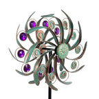 Viveta Outdoor Wind Spinners, 13" Metal Wind Sculpture with Stable Stake, Double-Sided Windmill,Wind Spinner for Yard and Garden - color: 2-green Purple
