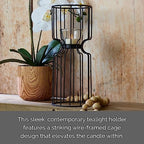 Elements Wire Votive Candle Holder, for Use with Flameless or Wax Candle, Black, 5.12x5.12x12.6 Inch