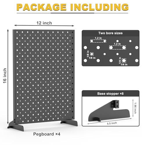Ultrawall Pegboard Display Stand, Metal Tabletop Pegboard Display, Accessories Rack Organizer for Jewelry, Retail Stores, Craft Shows, 12"X16", 4pcs Black - size: 4Pack 12"X16"