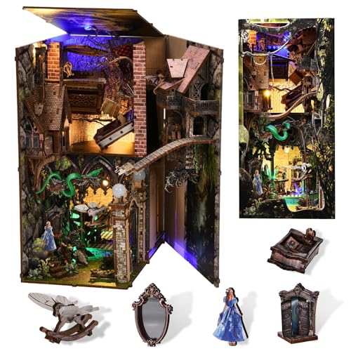 CCCDF Book Nook Kit, Booknook Kit with Dust Cover for Adult DIY Miniature House Kit 3D Wooden Puzzle Decorative Bookend Bookshelf Decor Gift for Women Teens (Alice Down The Rabbit Hole) - style: Alice Down The Rabbit Hole