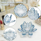 Crystal Flower Jewelry Tray, Luxury Transparent Decorative Trinket Dish for Rings, Earrings, Necklaces, Keys for Vanity Dresser Nightstand, Elegant Gift for Women Mother's Day (1, 4.4"(w) - Blue) - size: 4.4"(w) - Blue