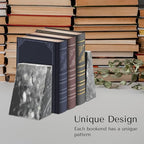 Modern Wedge Marble Bookends (Cloud Gray) - color: Cloud Gray