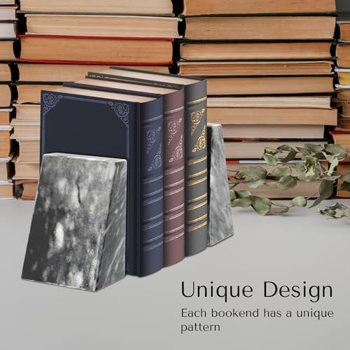 Modern Wedge Marble Bookends (Cloud Gray) - color: Cloud Gray