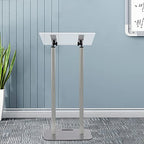 Acrylic Podium Stand, Church Pulpit Podium with Adjustable Angle Clear Lecterns & Pulpits for Schools Churches Conference Rooms, Floor Standing Modern Spraying Treatment Process - color: Clear+silver