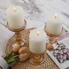 3-Piece Set of Amber Glass Candlestick, Crystal Candlestick Holder Holder and Conical Candle, Christmas Candle Holder Decoration, Family Living Room Wedding Candle Holder (Amber) - color: Amber