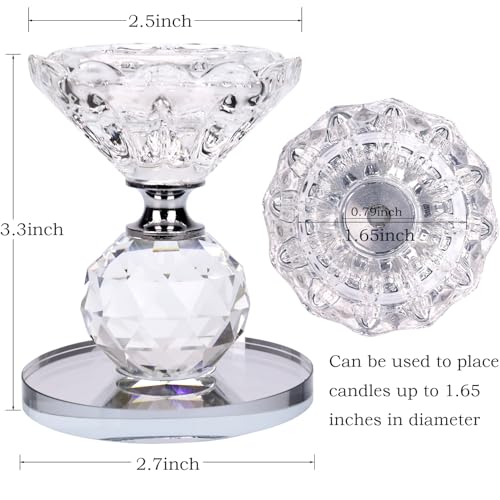 Crystal Candle Holders Set of 2 – Diamond Cut Tealight Holders for Weddings, Anniversaries, Romantic Dinners – Elegant Glass Candle Stand for Home Decor, Valentine's Day Gift