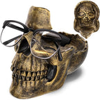 READAEER Skull Glasses Stand Holder, Creative Eyeglasses Holder, Sunglasses Spectacle Display Rack, Key Holder Resin Sculptures for Entryway, Home, Office, Desk, Nightstand (Bronze) - color: Bronze