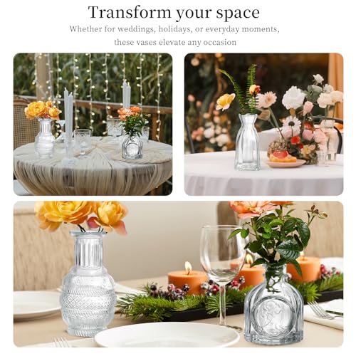 Glass Bud Vases Set of 64 - Assorted Small Mini Glass Vases for Flowers, Crystal Vintage Vase Set, Bulk Centerpieces for Table Décor, Wedding, Home and Events (Clear, 64 Pcs) - color: Clear, size: 64 Pcs