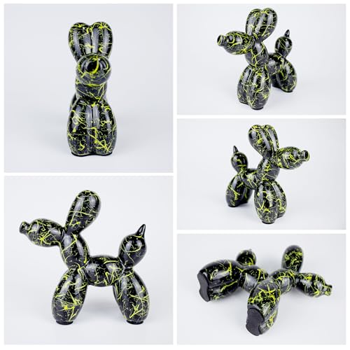 Creative Black Balloon Dog Statues Small Ceramic Animal Sculpture Modern Home Decor Living Room Desktop Decorations Bedroom Office Cabinet Ornament (Black-C) - color: Black-c