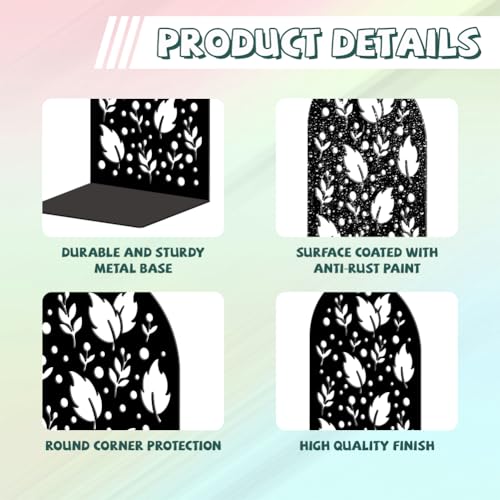 Peacoblue Metal Bookends for Shelves, Modern Decorative Heavy Duty Study Book Ends Stoppers for Office, Desk, Shelf, Room 5.3"x4.3"x7.9" Cast Iron Simple Tall Bookends 1 Pair (Leaf Nature Silhouettes) - style: Leaf Nature Silhouettes