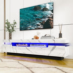 Uspeedy 70IN White TV Stand for 75/80 inch TV,Modern LED TV Stand for Living Room,High Gloss Entertainment Center with Storage Drawer,APP RGB Light,TV Console,Television Stands(Marbling) - color: Marbling