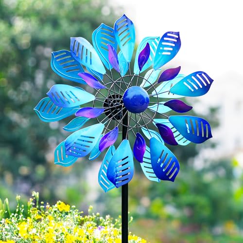 Wind Spinners Outdoor for Yard and Garden, Metal Large Wind Spinner with Stake, Windmill for Yard, Gift for Family Friends(84'' H x 24'' W) - size: 84''H x 24'' W