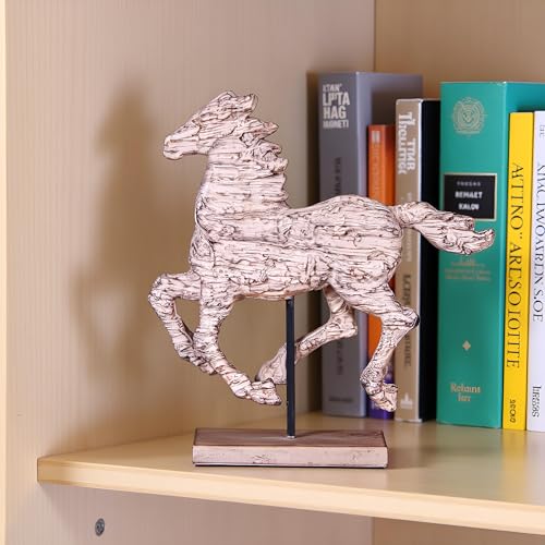 Dynamic Running Horse Resin Sculpture | 14.57 inch Handmade Resin Art Statue for Modern Home Decoration