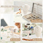 Huquary 6 Pcs Jewelry Display Set Necklace Display Stand T Bar Bracelet Holder Jewelry Bust for Home Store Trade Show(Beige) - color: Beige