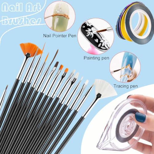 28 Pcs Nail Art Brushes Nail Art Tool Set Resin Nail Art Palette Sculpture Pen 2 Way Acrylic Silicone Carving Pen Dotting Pen Tool Manicure Kit for Home DIY Salon Nail Art (Black) - color: Black