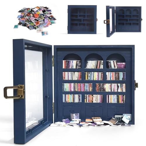 Anxiety Bookshelf – Mini Books Display for Stress Relief and Fun Decor, Perfect Decorative Miniature Library for Book Lovers, Ideal for Home Decor, Office Décor, and Thoughtful Gift Giving - Blue - color: Blue
