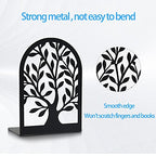 Umikk Book Ends, Bookends for Shelves, Tree Book End to Hold Books, Metal Bookend Stopper, Non-Skid Book Holder, Black Book Supports for Office Home Kitchen, Modern Decorative Bookends(3 Pair/6 Pcs)