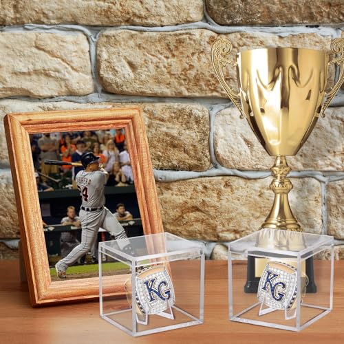 6 Pack Championship Ring Display Case Clear Acrylic Display Case Mini Baseball Softball Ring Holder Single Ring Display Box Stand 1 Slot Ring Hole Storage Box Gift for Sports Fans, 2.16 Inch - size: 6 Pack