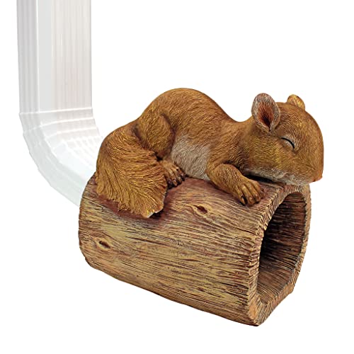 Jolly the Squirrel Gutter Guardian Downspout Statue - style: Jolly the Squirrel